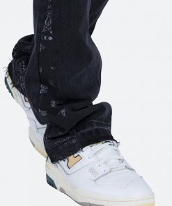 Mnml B167 Paisley Flare Denim - Black