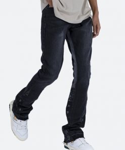 Mnml B167 Paisley Flare Denim - Black