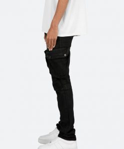Mnml B357 Waxed Cargo Flare Denim - Black