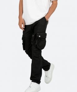 Mnml B357 Waxed Cargo Flare Denim - Black