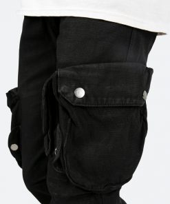 Mnml B357 Waxed Cargo Flare Denim - Black