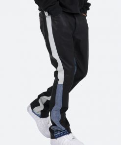 Mnml B417 Leather Flare Pants - Black/Blue Denim