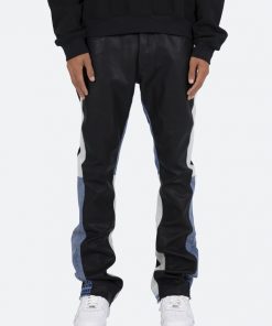 Mnml B417 Leather Flare Pants - Black/Blue Denim