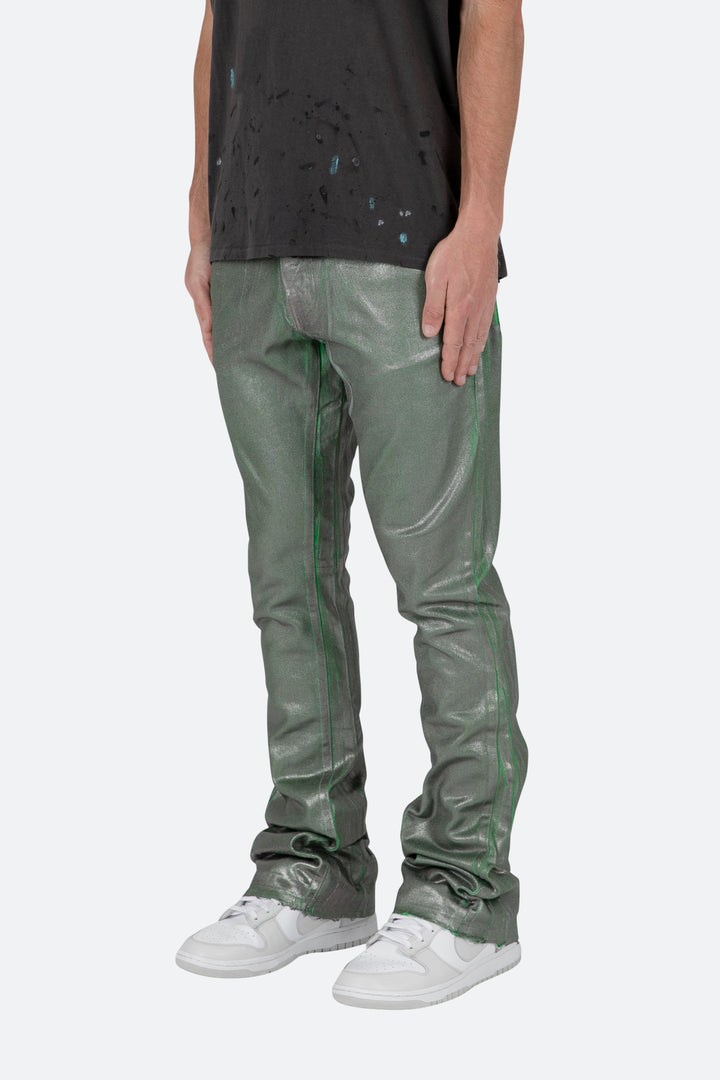 Mnml B427 Metallic Flare Denim - Green 3 Mnml B427 Metallic Flare Denim - Green
