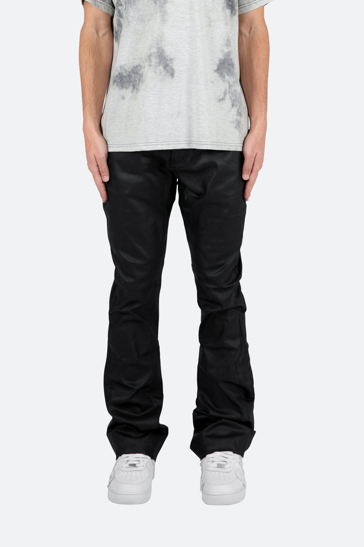 Mnml B447 Waxed Flare Denim - Black 2 Mnml B447 Waxed Flare Denim - Black