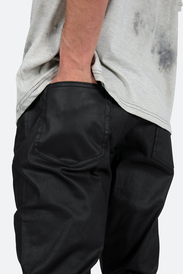 Mnml B447 Waxed Flare Denim - Black 8 Mnml B447 Waxed Flare Denim - Black