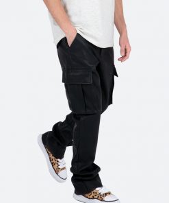 Mnml Denim B449 Leather Cargo Flare Pants - Black