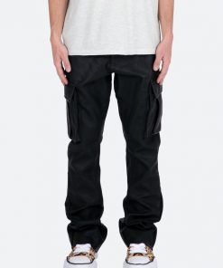 Mnml Denim B449 Leather Cargo Flare Pants - Black