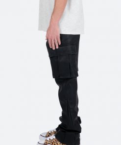 Mnml Denim B449 Leather Cargo Flare Pants - Black