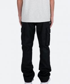 Mnml Denim B449 Leather Cargo Flare Pants - Black