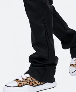 Mnml Denim B449 Leather Cargo Flare Pants - Black