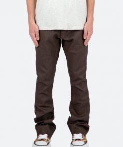 Mnml Denim B460 Leather Flare Pants - Brown