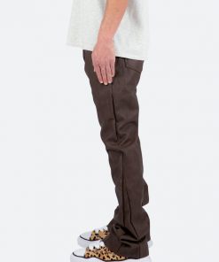 Mnml Denim B460 Leather Flare Pants - Brown