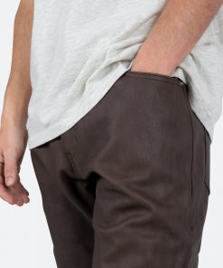 Mnml Denim B460 Leather Flare Pants - Brown