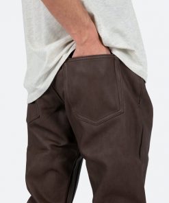 Mnml Denim B460 Leather Flare Pants - Brown