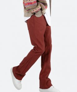 Mnml B460 Leather Flare Pants - Burgundy