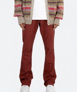 Mnml B460 Leather Flare Pants - Burgundy