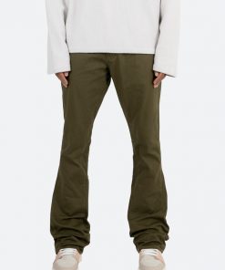 Mnml Denim B472 Twill Flare Pants - Olive