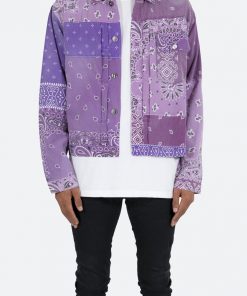 Mnml Bandana Trucker Shirt - Purple Tops