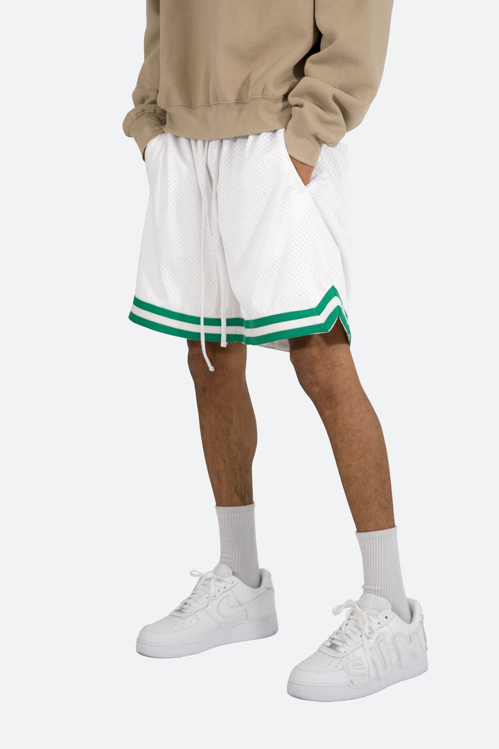 Mnml Basic Basketball Shorts - White/Green 2 Mnml Basic Basketball Shorts - White/Green