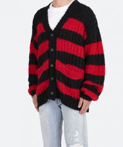 Mnml Outerwear Big Stripe Cardigan - Black/Red