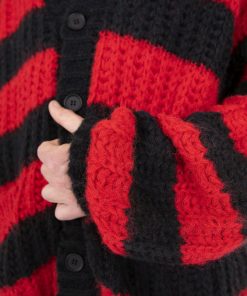 Mnml Outerwear Big Stripe Cardigan - Black/Red