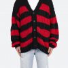 Mnml Outerwear Big Stripe Cardigan - Black/Red