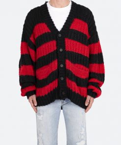 Mnml Outerwear Big Stripe Cardigan - Black/Red