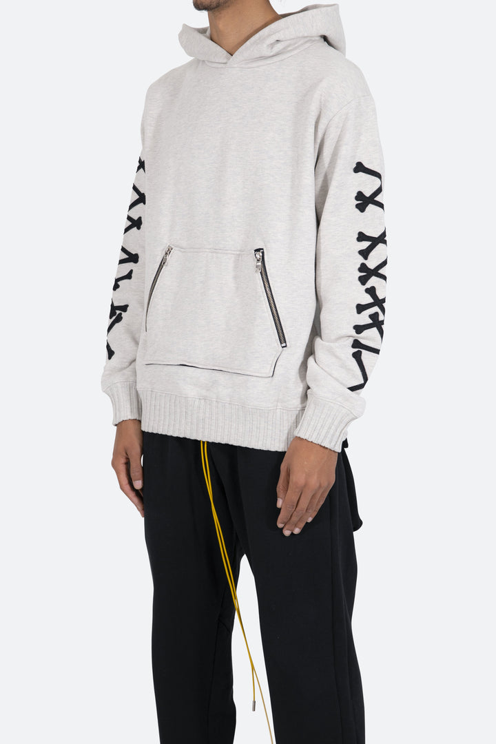 Mnml Outerwear Bones Zipper Hoodie - Grey 3 Mnml Outerwear Bones Zipper Hoodie - Grey