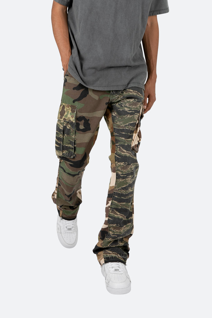 Mnml Bootcut Cargo Pants - Mixed Camo B Flare Denim 2 Mnml Bootcut Cargo Pants - Mixed Camo B Flare Denim