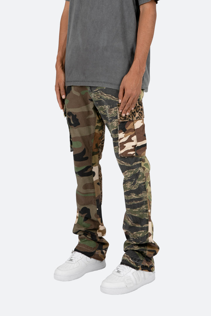 Mnml Bootcut Cargo Pants - Mixed Camo B Flare Denim 4 Mnml Bootcut Cargo Pants - Mixed Camo B Flare Denim