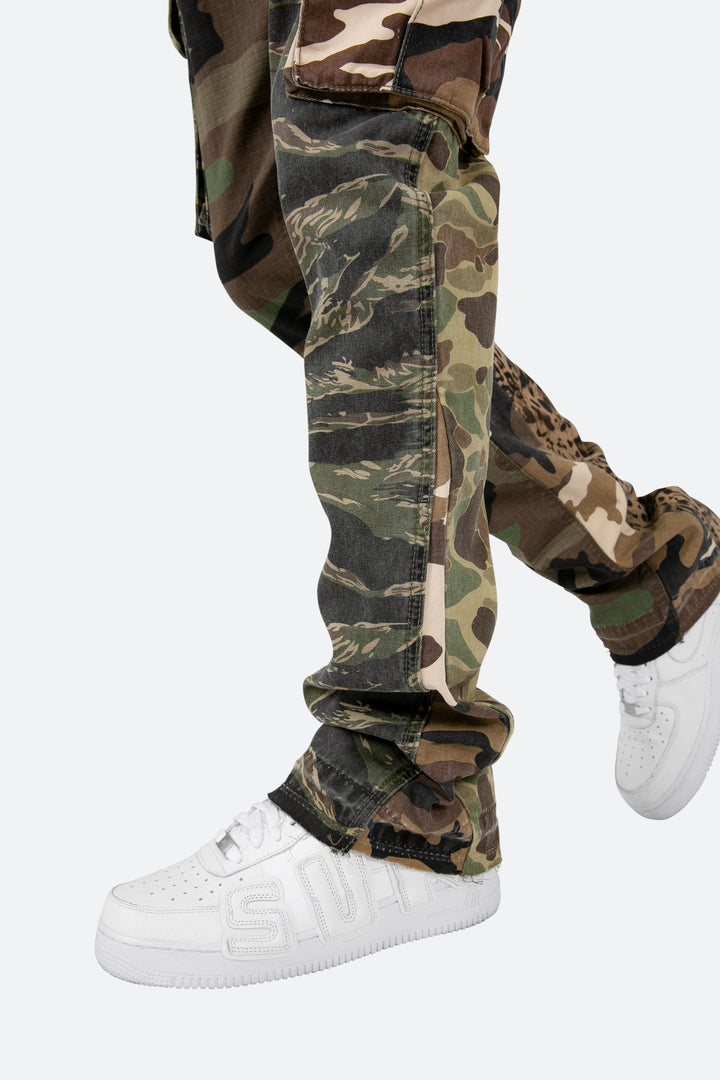Mnml Bootcut Cargo Pants - Mixed Camo B Flare Denim 8 Mnml Bootcut Cargo Pants - Mixed Camo B Flare Denim