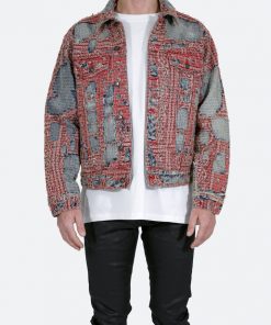 Mnml Boro Paisley Trucker Jacket - Blue/Red Outerwear