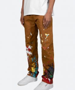 Mnml Broken Paint Baggy Pants - Brown Bottoms