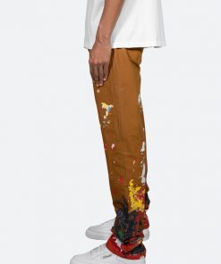 Mnml Broken Paint Baggy Pants - Brown Bottoms