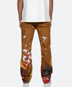 Mnml Broken Paint Baggy Pants - Brown Bottoms