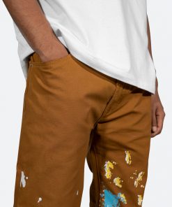 Mnml Broken Paint Baggy Pants - Brown Bottoms