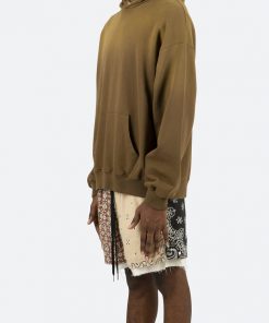 Mnml Outerwear Button Neck Hoodie - Brown