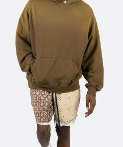 Mnml Outerwear Button Neck Hoodie - Brown