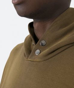 Mnml Outerwear Button Neck Hoodie - Brown