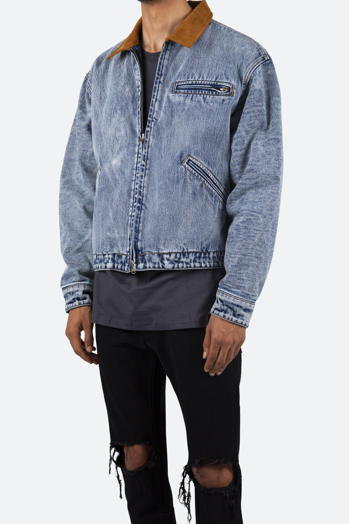 Mnml Collared Work Jacket - Blue 4 Mnml Collared Work Jacket - Blue