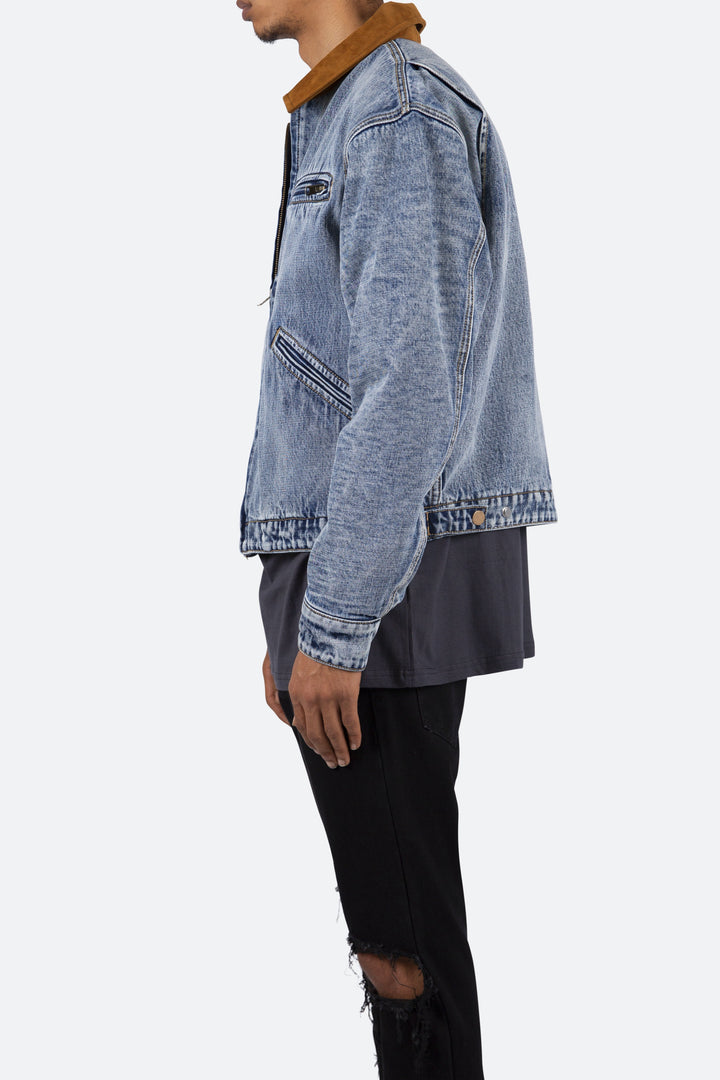 Mnml Collared Work Jacket - Blue 5 Mnml Collared Work Jacket - Blue