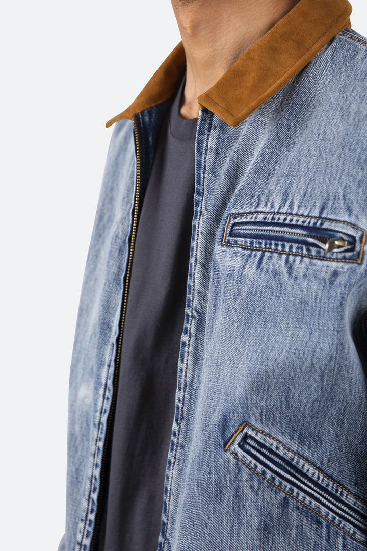 Mnml Collared Work Jacket - Blue 7 Mnml Collared Work Jacket - Blue