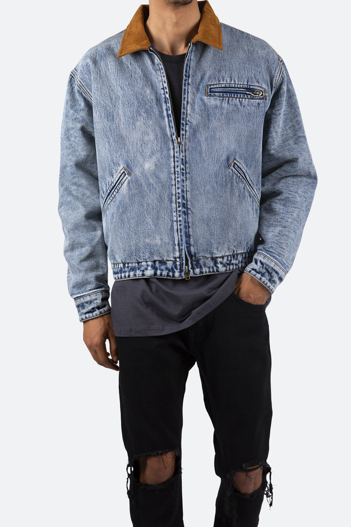 Mnml Collared Work Jacket - Blue 8 Mnml Collared Work Jacket - Blue