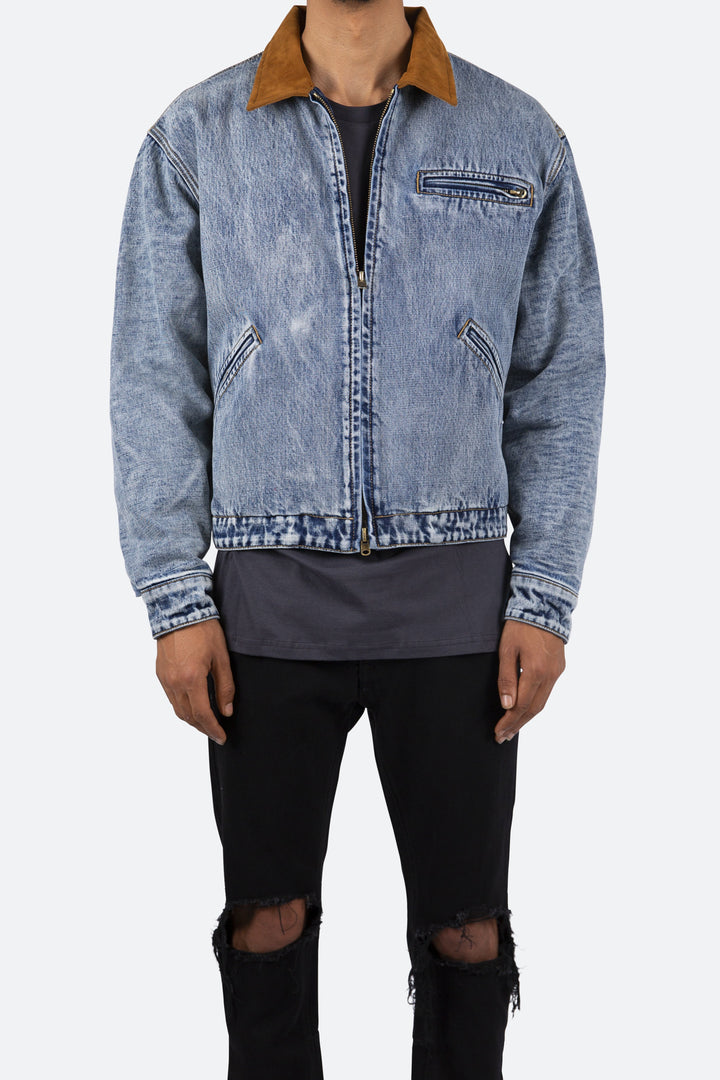 Mnml Collared Work Jacket - Blue 1 Mnml Collared Work Jacket - Blue