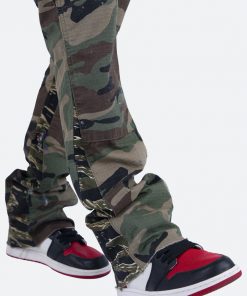 Mnml Contrast Bootcut Cargo Pants - Woodland Camo