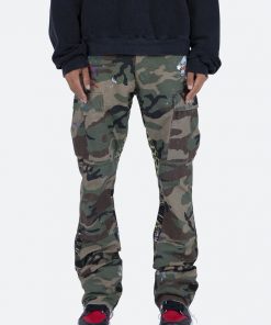 Mnml Contrast Bootcut Cargo Pants - Woodland Camo