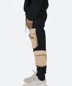 Mnml Contrast Cargo Pants - Black/Natural Bottoms