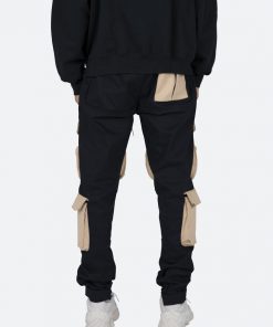 Mnml Contrast Cargo Pants - Black/Natural Bottoms