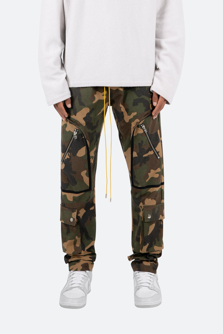 Mnml Contrast Taped Cargo Pants - Camo Bottoms 1 Mnml Contrast Taped Cargo Pants - Camo Bottoms